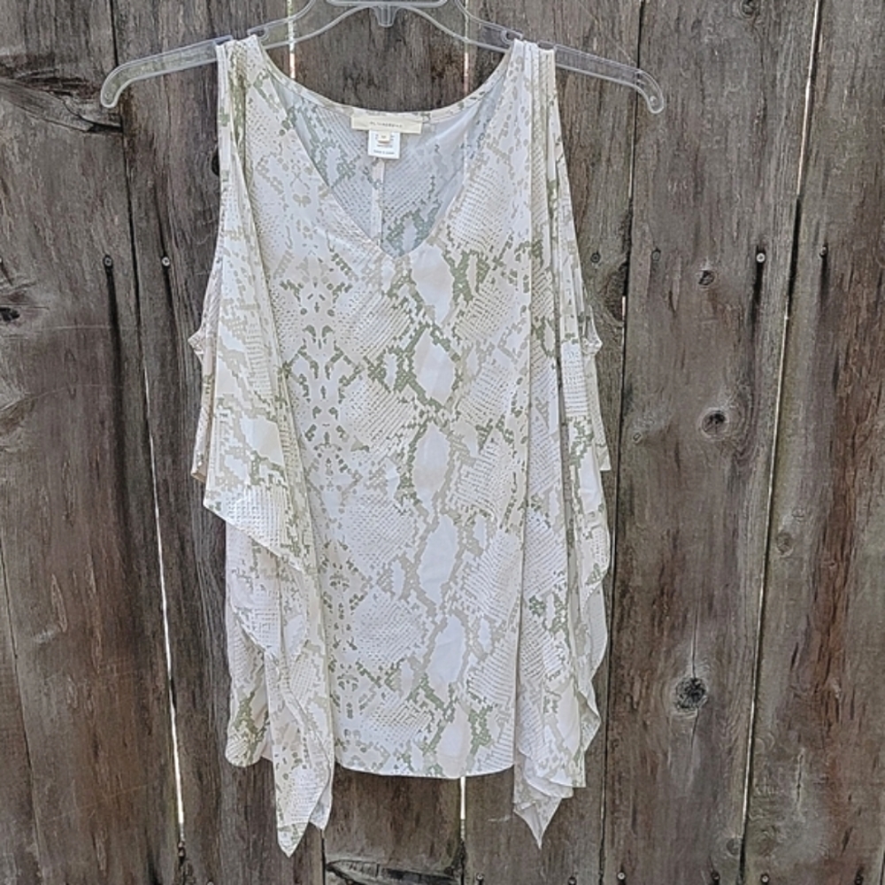 Cold Shoulder Slight Snake Print Blouse